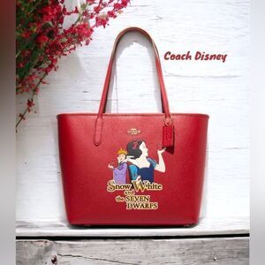 DISNEY X COACH CITY TOTE BAG  EVIL QUEEN MOTIF SNOW WHITE AND THE SEVEN DWARFS